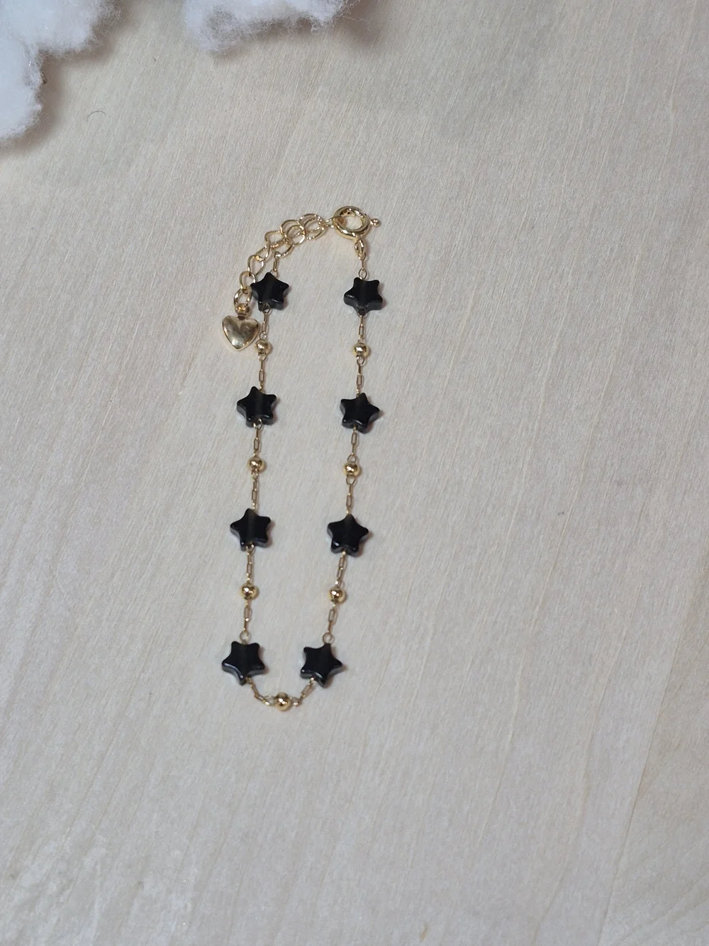 🖤⭐️NEW🖤⭐️ PRETTY!! SS OBSIDIAN Micro PaperClip Nat. Stone Star Bracelet
